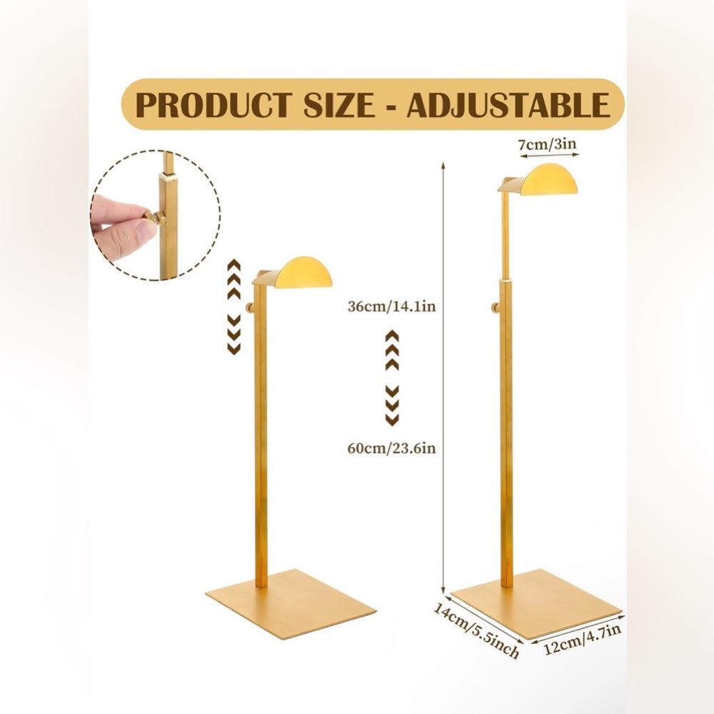 Gold Adjustable Display Stand for Handbags & Accessories - Picture 4 of 7